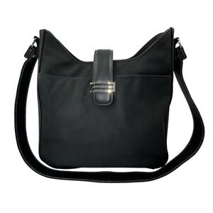 Black Women's Travel Bag Purse Waterproof Nylon Shoulder Bag Multiple Pockets